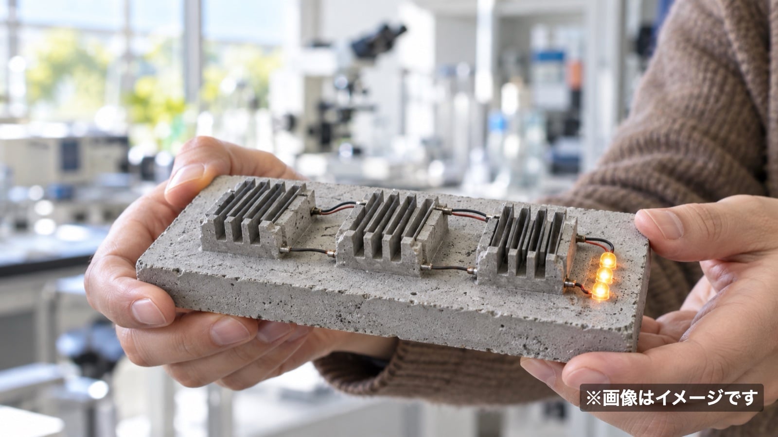 建物のコンクリートに電気をためる「セメント蓄電器」を開発