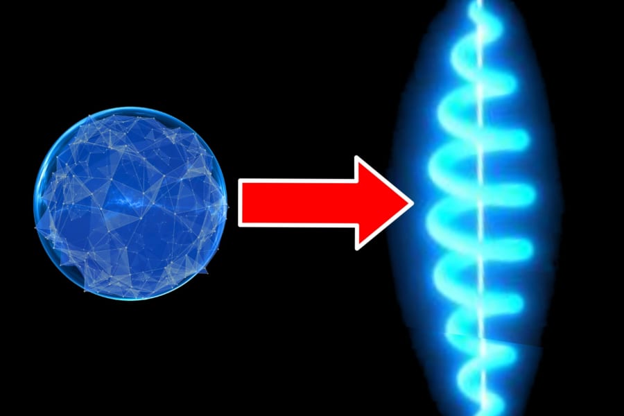 単一電子の物質波を螺旋状に変えることに成功