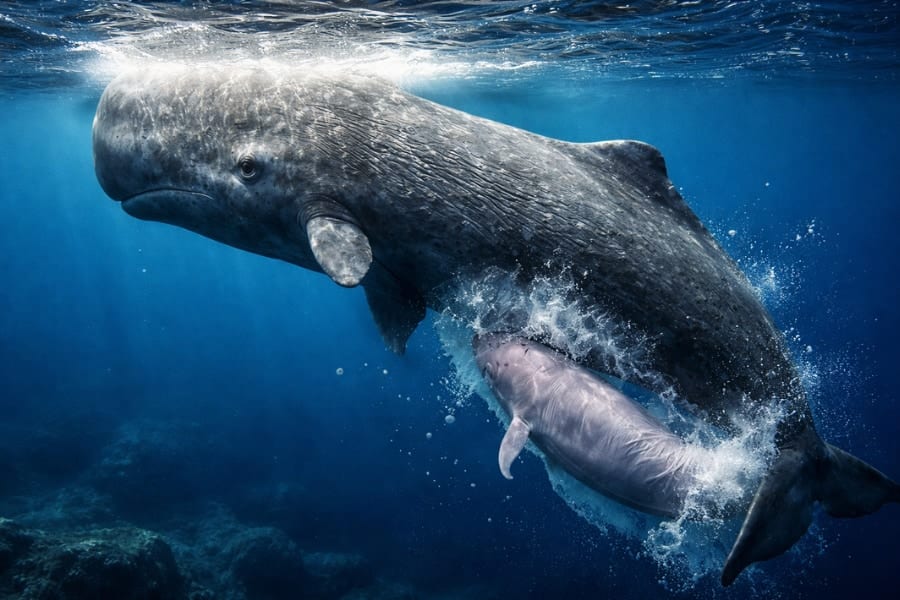 【超貴重】マッコウクジラの出産の撮影に成功