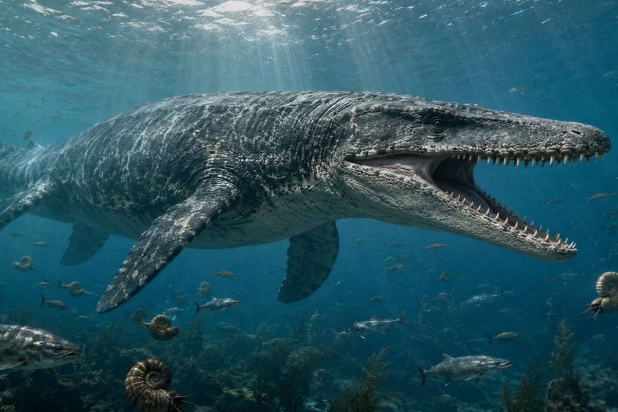 白亜紀の海にいた「新種モササウルス」を発見ーー「Tレックス」と命名