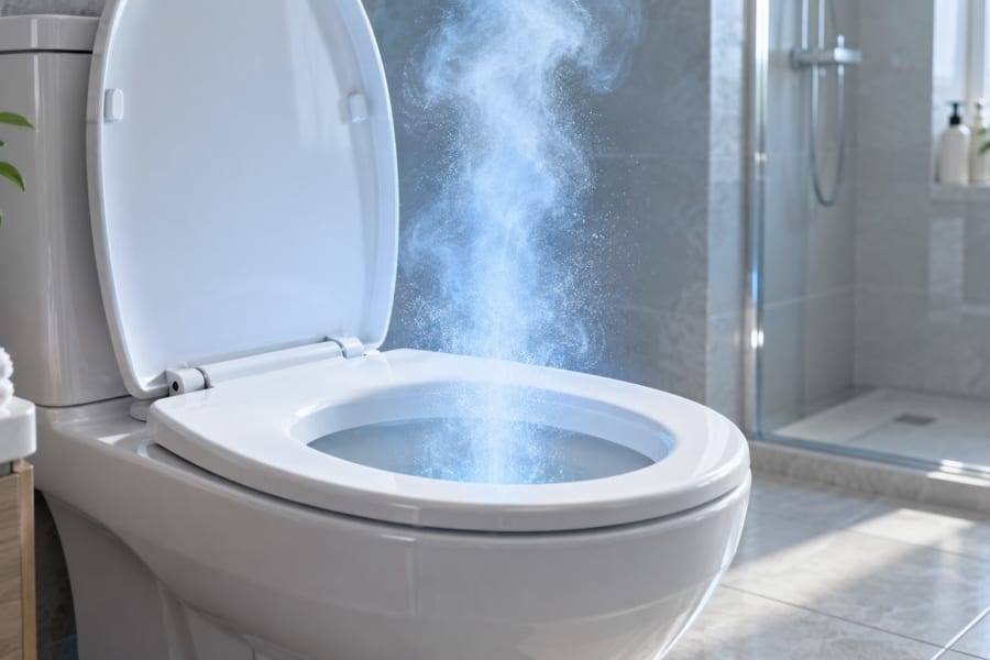 トイレの水を流すと菌が「息をする高さ」まで舞い上がると判明