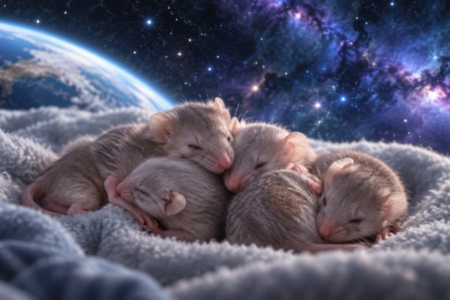 宇宙帰りのマウスから生まれた娘は、産む子の数が少なかった