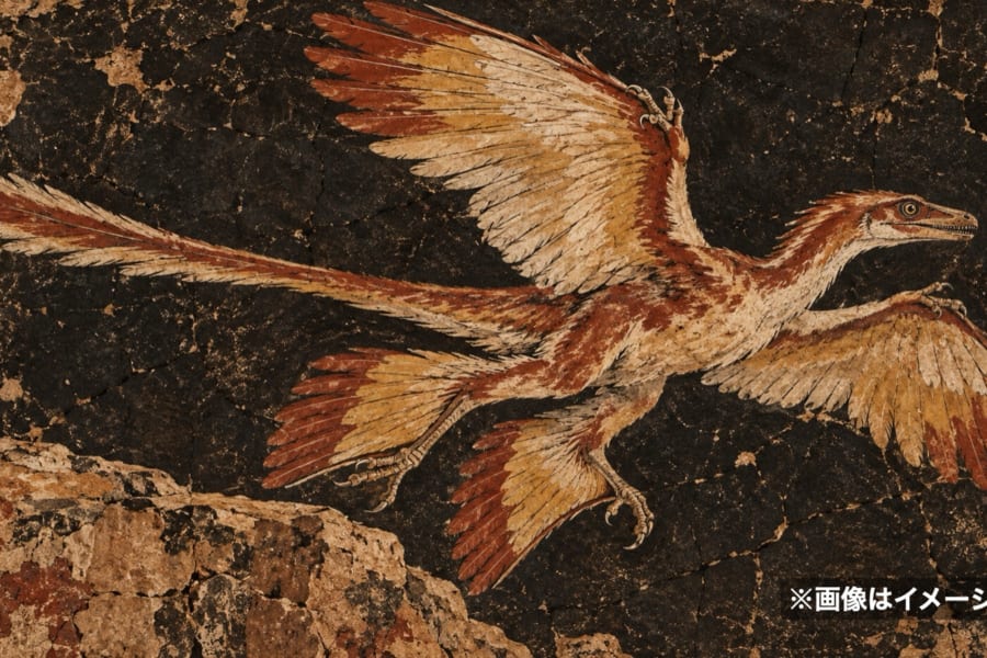 中国で「4枚の翼」を持つ羽毛恐竜の化石を発見