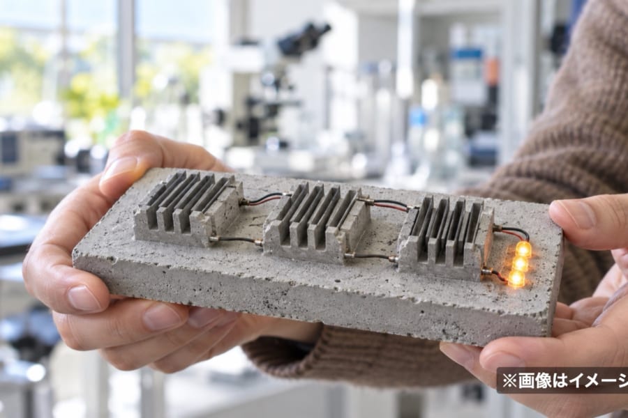 建物のコンクリートに電気をためる「セメント蓄電器」を開発
